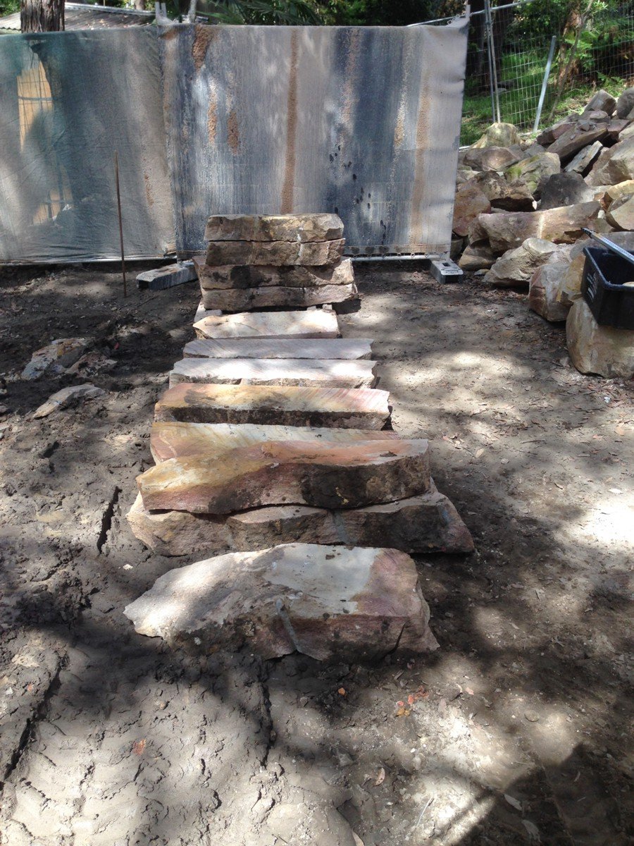 Pavers cut from underhouse excavations