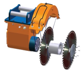 Precise spacing, parallel cuts <p>Fit multiple blades to Echidna diamond rocksaws for precisely spaced parallel cuts, without careful measurement and repositioning of the excavator.